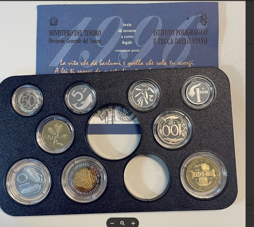 NL* ITALIA Divisionale 1996 9 VALORI senza monete in Argento - PROOF