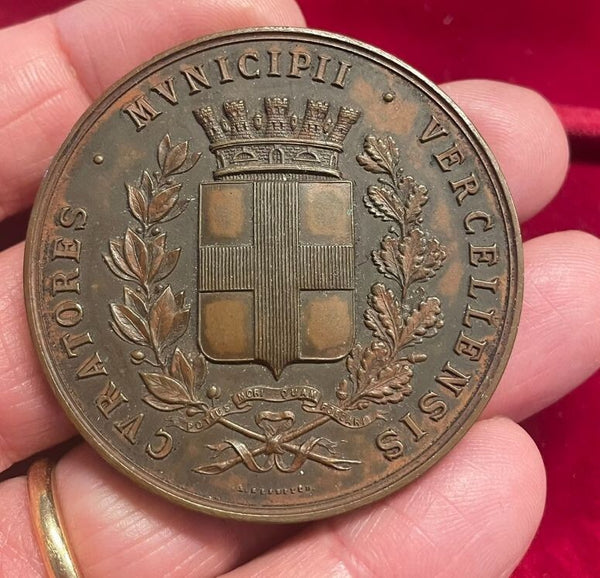 NL* SAVOIA MUNICIPIO VERCELLI Medaglia BRONZO 1875 a LUDOVICO BRUZZALE gr 72.30