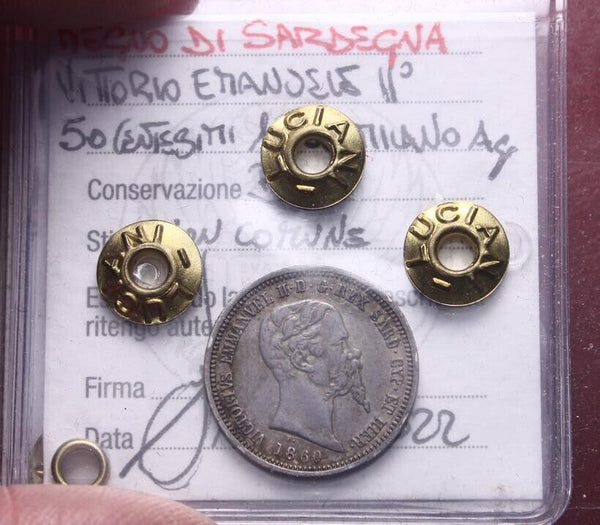 NL* VEII 50 CENTESIMI SILVER 1860 MILAN NC VF Luciani Luca Appraisal