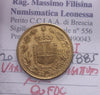 NL* UMBERTO I 20 Lire ORO 1885 VAR. 1 RIBATTUTO RR R2 QFDC Perizia Filisina M.