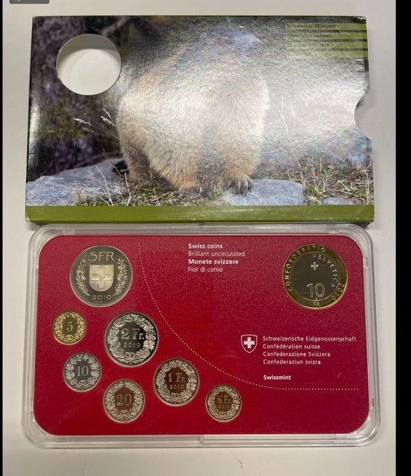NL* SVIZZERA SUISSE 8 valori  10 Franchi 2010 PARCO NAZIONALE SVIZZERO PROOF set