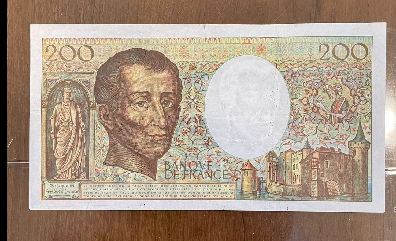 NL* FRANCIA FRANCE Banconota 200 FRANCHI 1994 C. DE MONTESQUIEU Splendida