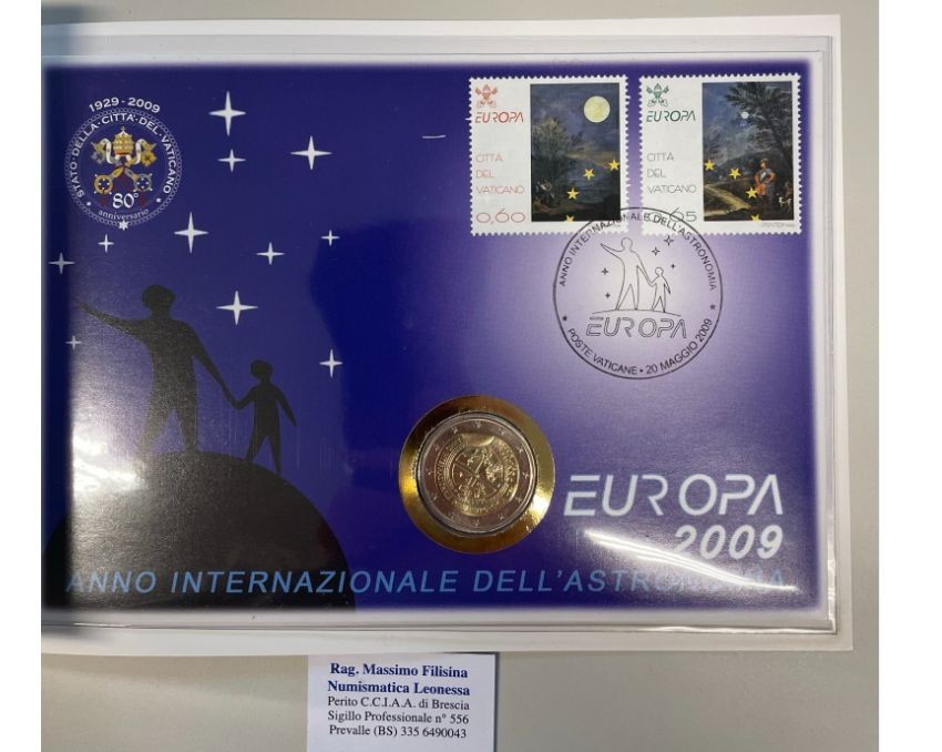 NL* VATICANO BENEDETTO XVI 2 Euro 2009 ANNO INT ASTRONOMIA FDC FOLDER Filatelico