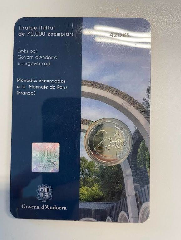 NL* ANDORRA 2 EURO 2021 100 ANNI NOSTRA SIGNORA DI MERITXELL FDC Coincard zecca