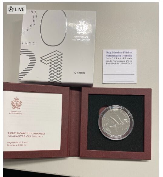 EN* SAN MARINO 5 EURO Silver 2021 FOOTBALL 2021 PROOF mint set