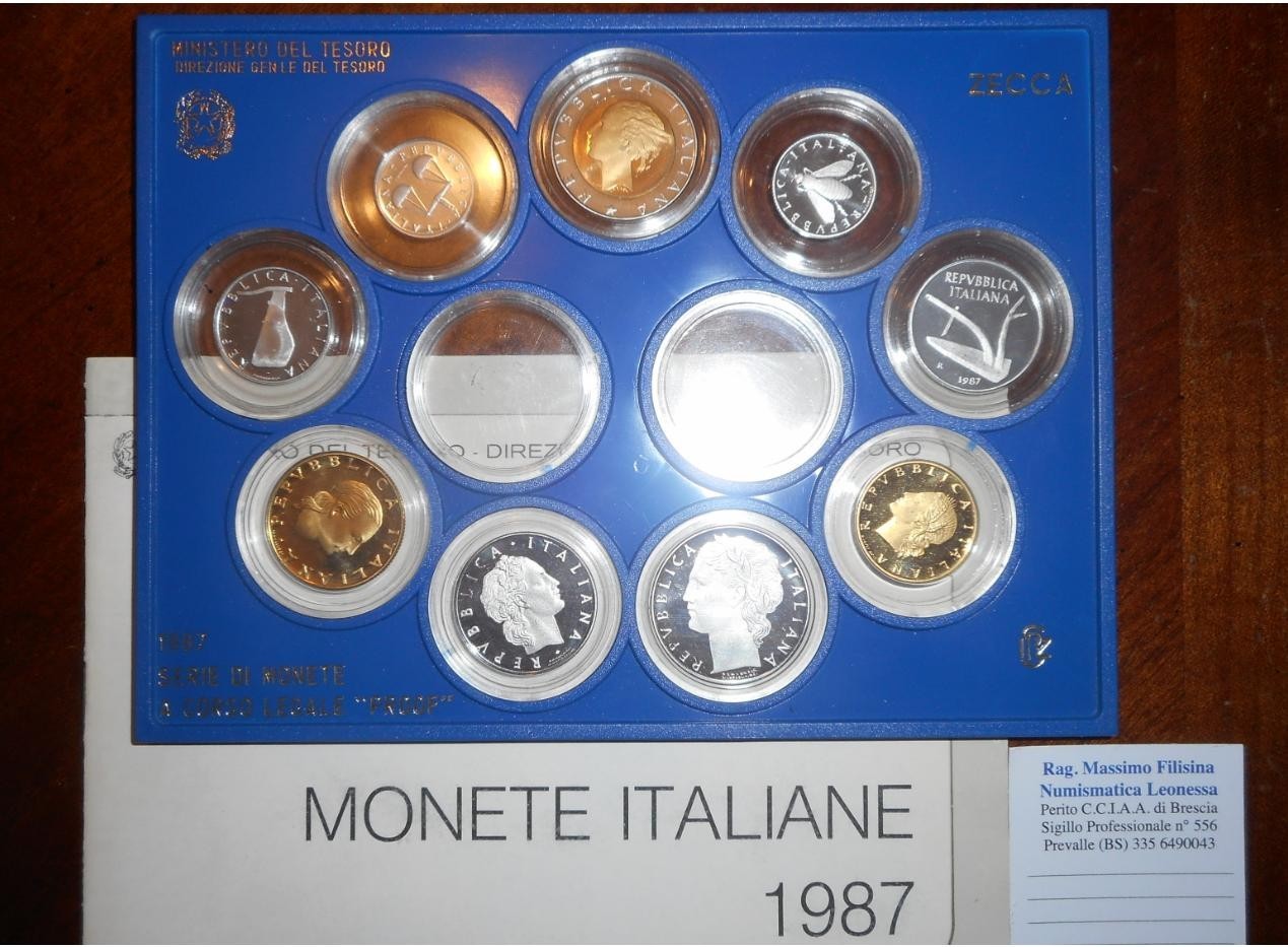 NL* ITALIA Divisionale 1987 9 VALORI senza monete in Argento - PROOF