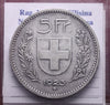 NL* SVIZZERA HELVETIA SUISSE 5 FRANCHI ARGENTO SILVER  1923 zecca di Berna