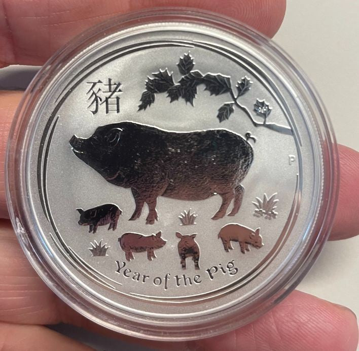 NL* AUSTRALIA 1 Dollaro 2019 Serie Lunar ANNO DEL MAIALE 1 Oncia Argento Puro