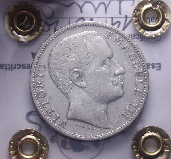 NL* VEIII 2 LIRE ARGENTO AQUILA SABAUDA 1907 BB+ Perizia Filisina Massimo