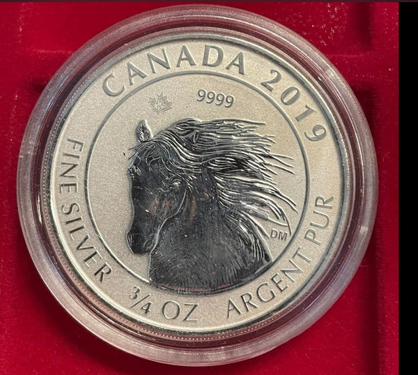 NL*CANADA 2 Dollari 2019 3/4 OZ ONCIA ARGENTO PURO Animali Selvatici CAVALLO FDC