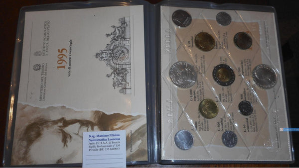 NL*ITALIA Divisionale 1995 Pietro MASCAGNI 11 Valori 500 e 1000 LIRE ARGENTO FDC