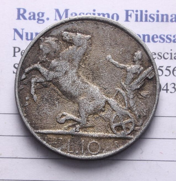NL* ITALIA VEIII 10 LIRE BIGA 1927 FALSO D'EPOCA grammi 6,90 molto interessante