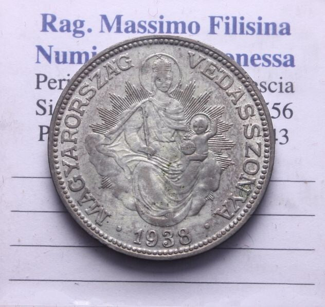 NL* UNGHERIA MAGYAR 2 PENGO Argento 1938 Eccellente Conservazione