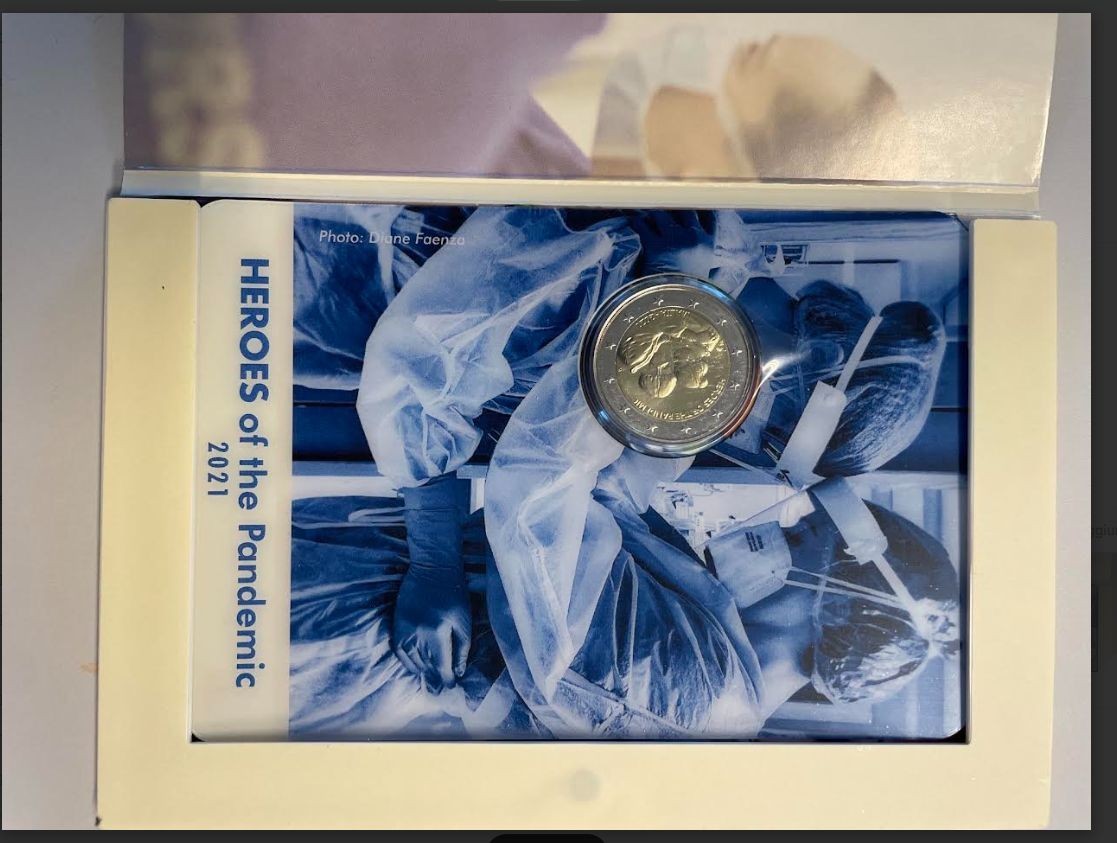 NL*MALTA 2 EURO 2021 HEROES OF THE  PANDEMIC rara FDC/ BRILLIANT UNC. Set zecca