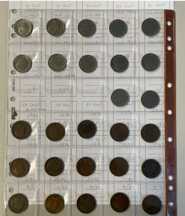 NL* REGNO ITALIA VEIII Lotto 27 MONETE IMPERO E 10 CENTESIMI APE MOLTO BELLE
