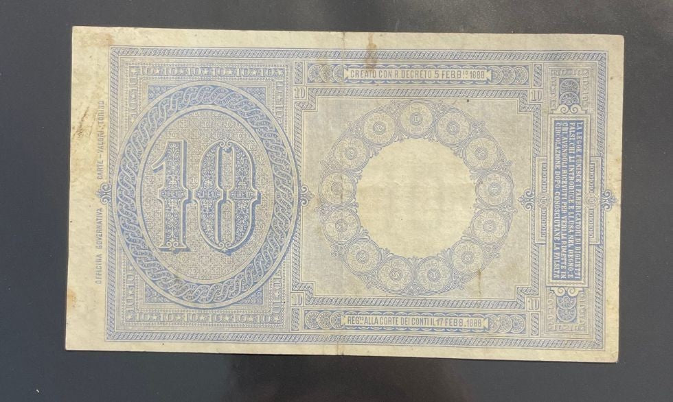 NL* UMBERTO I BIGLIETTO DI STATO da 10 Lire 5 Febbraio 1888 super conservazione