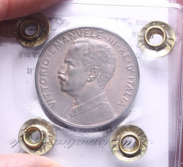 NL*VEIII Italia 5 CENTESIMI PRORA 1918 QFDC RAME ROSSO Perizia NUMISMATICA ELITE