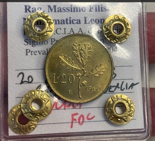 NL* ITALIA 20 Lire RAMO DI QUERCIA 1968 RARA FDC Perizia Filisina Massimo * 3