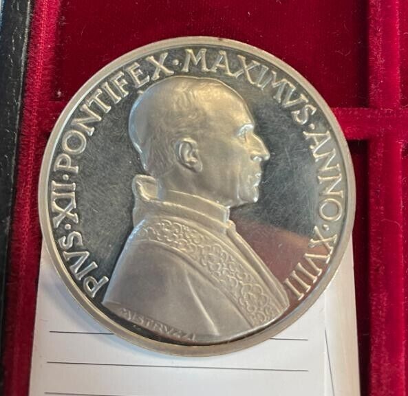 EN* ROME PIUS XII Annual Silver Medal 1956 XVIII Catholic Associations ACL