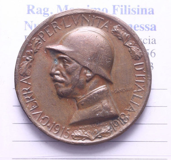 NL* ITALIA Medaglia Bronzo GUERRA PER L'UNITA' D'ITALIA 1915-1918 Canevari