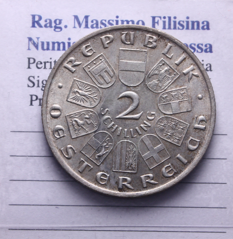 NL* AUSTRIA 2 SCHILLING Argento 1928 FRANZ SCHUBERT come da foto