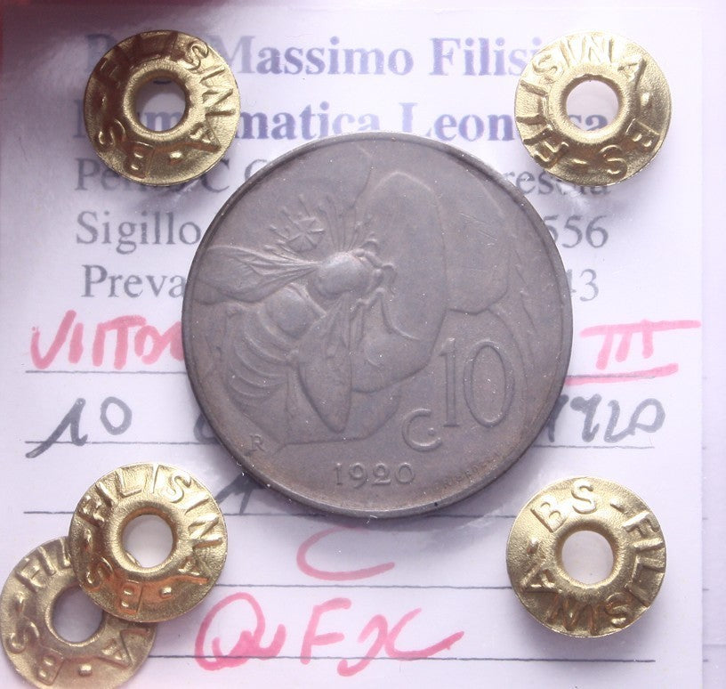 NL* VEIII Italia 10 CENTESIMI APE 1920 QFDC Perizia Filisina Massimo