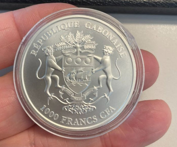 NL* GABON 1 ONCIA Argento PURO 2017 AFRICAN SPRINGBOK 1 SILVER OZ