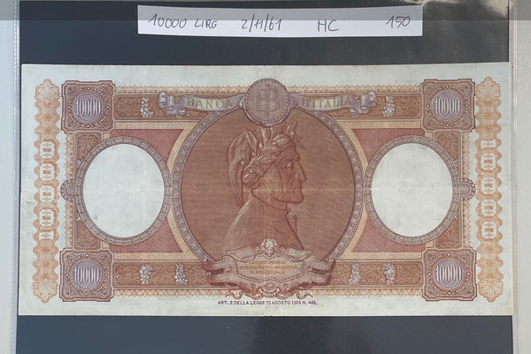 NL*BANCA D' ITALIA Banconota 10000 Lire REGINE DEL MARE MARINARE 2 11 1961 T1958