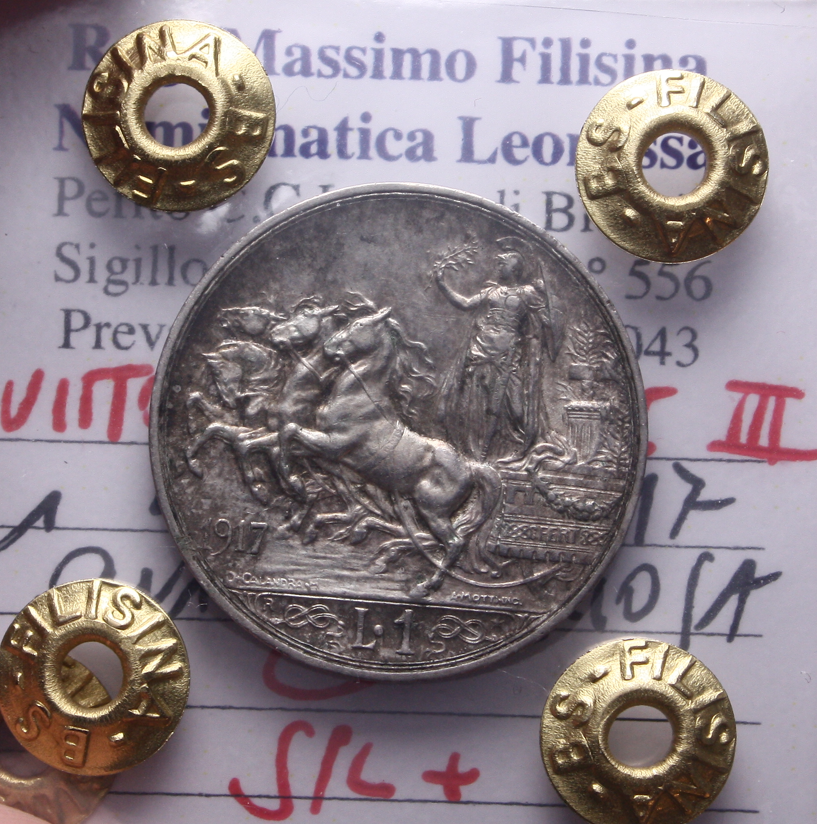 NL* VEIII 1 LIRA ARGENTO 1917 QUADRIGA BRIOSA SPL+ Perizia Filisina Massimo