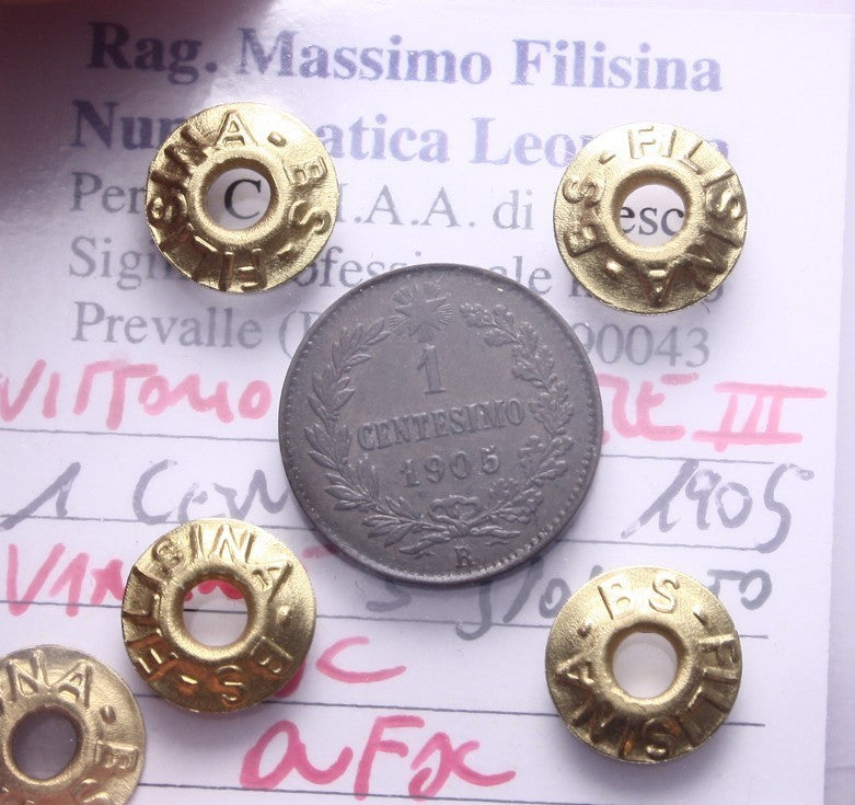 NL* VEIII 1 CENTESIMO 1905 VARIANTE 5 SPOSTATO NC QFDC Perizia Filisina