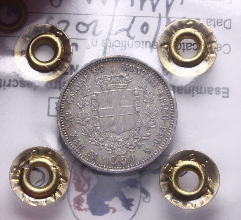 NL* SAVOIA RE VEII 50 CENTESIMI Argento 1860 Milano SPL+ Perizia Filisina M.