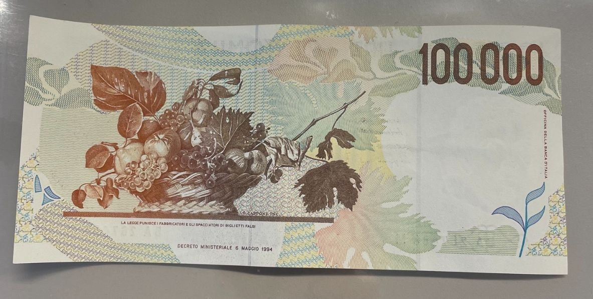NL*BANCA ITALIA Banconota 100000 Lire CARAVAGGIO 6 MAGGIO 1994 Praticamente FDS*