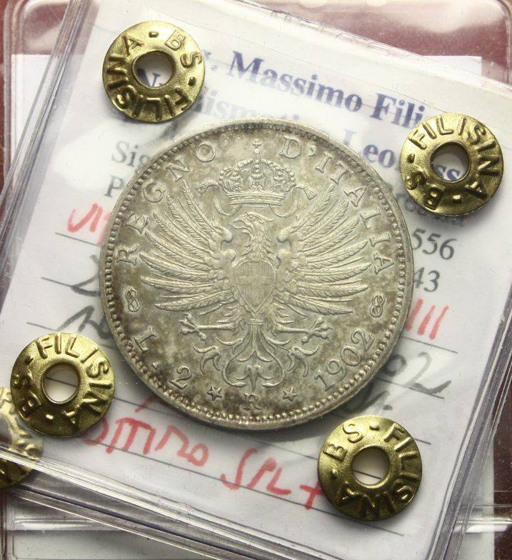 NL*VEIII 2 Lire Silver 1902 Savoy Eagle RARE EXCELLENT SPL+ Appraisal FILISINA M 