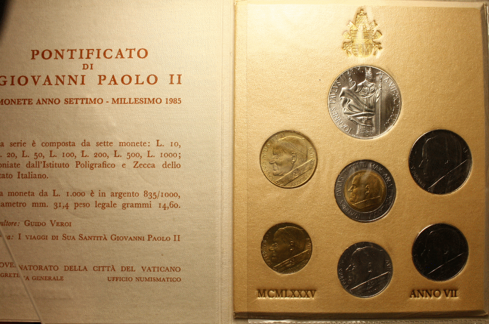 NL* VATICANO GIOVANNI PAOLO II Divisionale 1985 VII con 1000 Lire Argento FDC