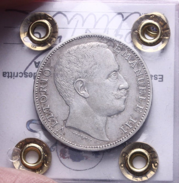 NL* VEIII 2 LIRE ARGENTO AQUILA SABAUDA 1907 QSPL  Perizia Filisina Massimo