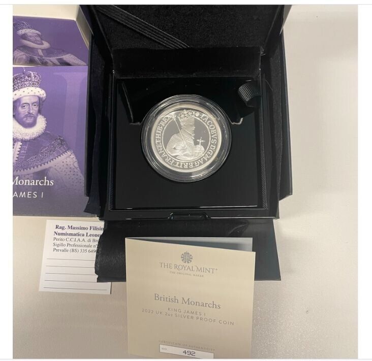 EN* GB ELISABETTA II British Monarch KING JAMES I 2022 2 OZ SILVER PROOF SET
