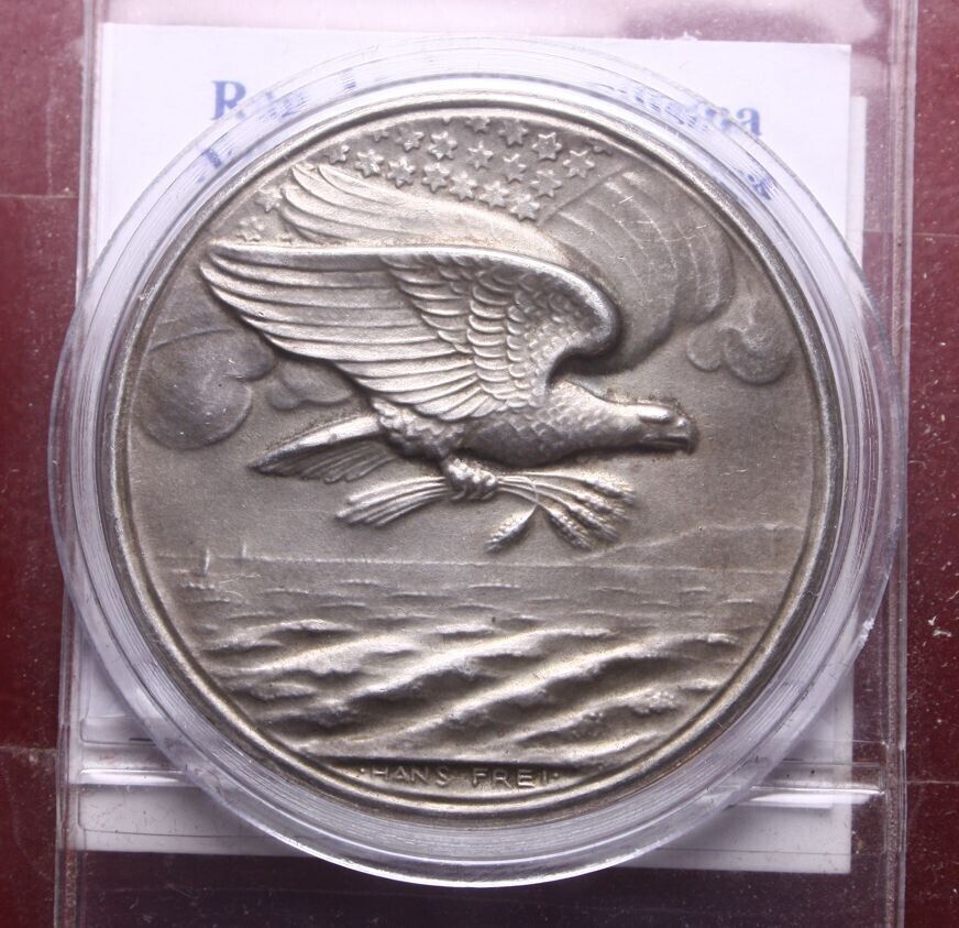 NL* SWITZERLAND Silver Medal To The President of United States 1918 Gratitude Swiss
