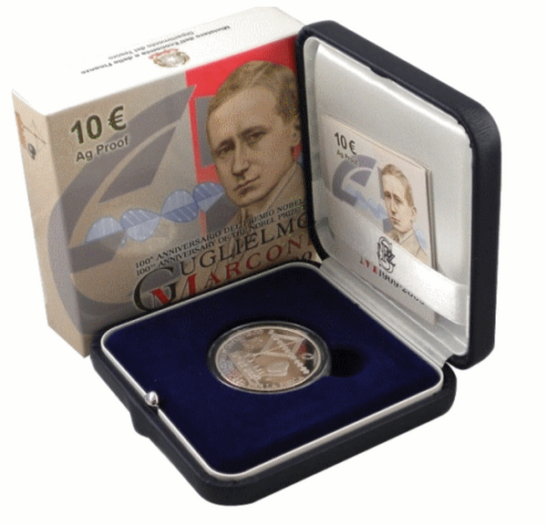 NL* ITALIA 10 EURO Argento 2009 GUGLIEMO MARCONI PROOF Set Zecca