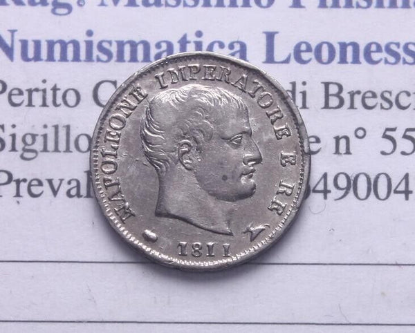 EN* LOMBARDY NAPOLEON I 5 Silver Soldi 1811 Milan INVERTED M VARIANT