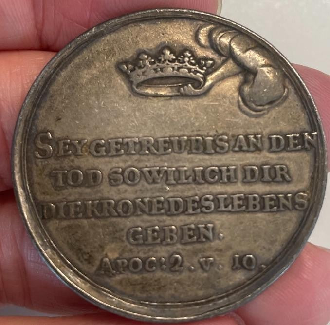 NL* GERMANIA Medaglia ARGENTO BATTESIMALE 1768-1819 Citazione Apocalisse Rara