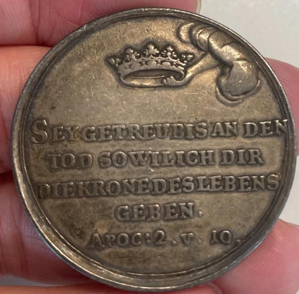 NL* GERMANIA Medaglia ARGENTO BATTESIMALE 1768-1819 Citazione Apocalisse Rara