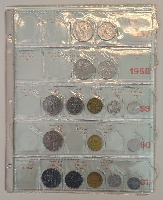 NL* ITALIA LOTTO 17 pezzi 100 50 20 2 1 LIRE 1957 58 59 60 61 come da foto