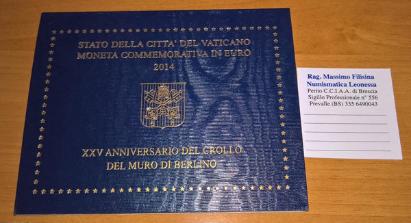 NL* CITTA' DEL VATICANO FRANCESCO 2 Euro 2014 CROLLO DEL MURO DI BERLINO FDC