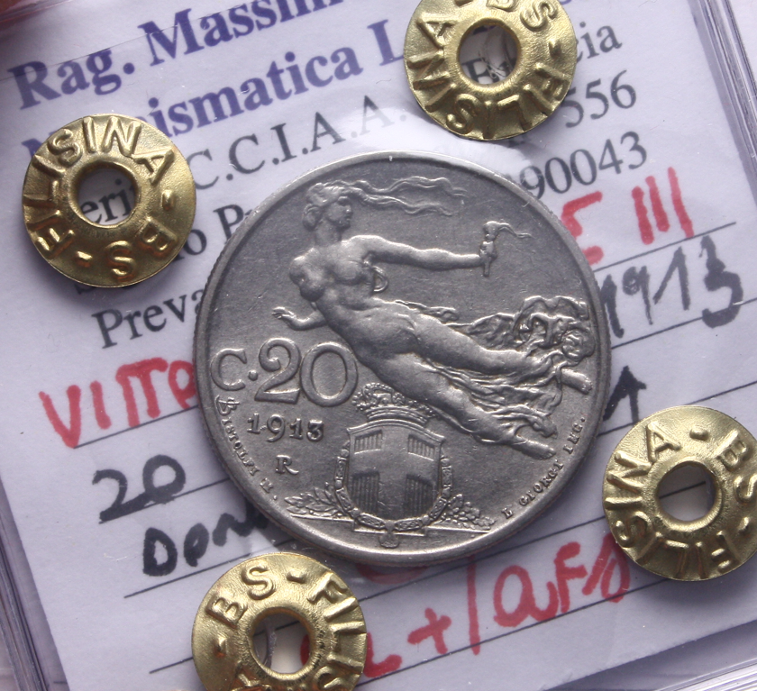 NL* VEIII ITALIA 20 CENTESIMI 1913 DONNA LIBRATA SPL+/QFDC Perizia Filisina