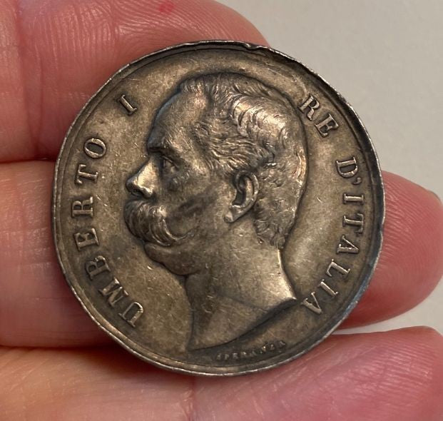 NL* UMBERTO I Medaglia argento GUERRA PER UNITA' D'ITALIA 1848 / 1870 a peso