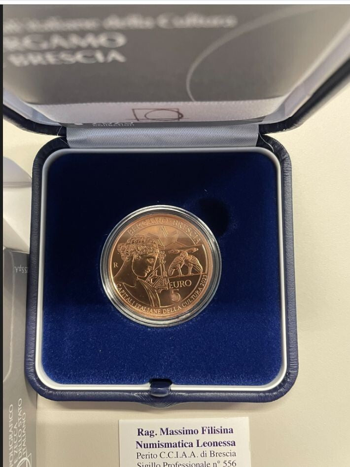 NL* ITALIA 5 Euro 2023 BERGAMO E BRESCIA CAPITALI DELLA CULTURA FDC  Set Zecca