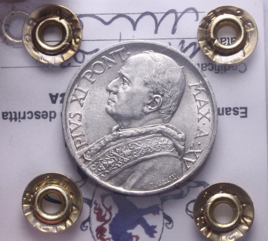 NL* CITTA' DEL VATICANO PIO XI 5 LIRE Ag. 1936 QFDC Perizia Filisina Massimo