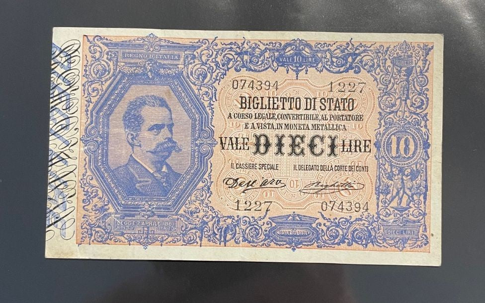 NL* UMBERTO I BIGLIETTO DI STATO da 10 Lire 5 Febbraio 1888 super conservazione