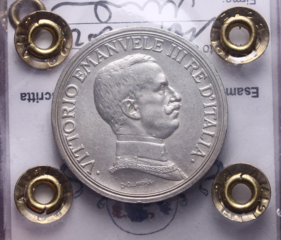 NL* VEIII Italia 2 LIRE ARGENTO 1917 QUADRIGA BRIOSA RARA SPL Perizia Filisina