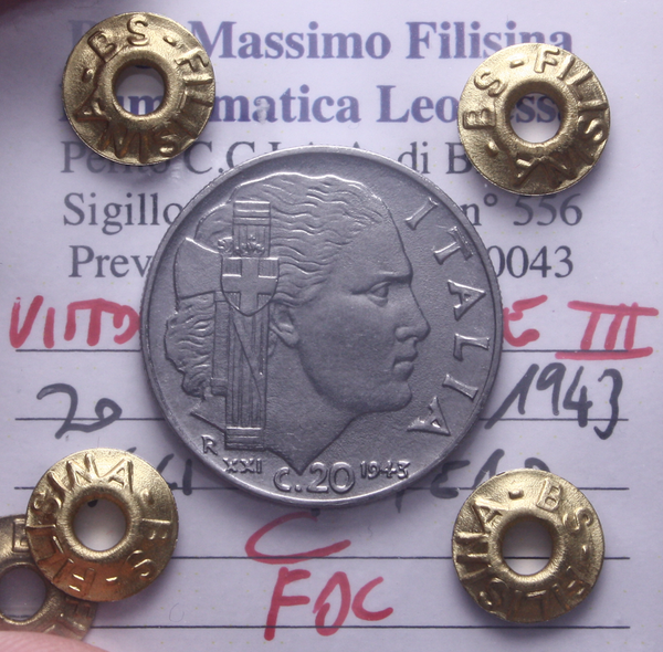 NL* VEIII 20 CENTESIMI IMPERO 1943 XXI FDC Perizia Filisina Massimo